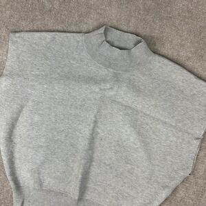 Commense Sweater Womens L Heather Gray Sleeveless Ribbed Trim High Neck‎ Office